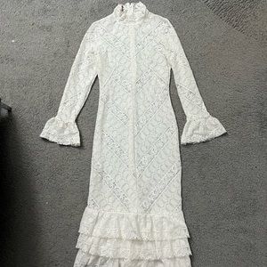 Lace White Long Sleeve Dress
